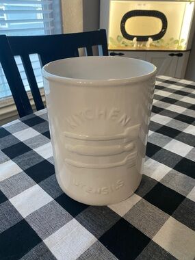 White Ceramic Kitchen Utensil Holder - Unbranded